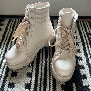 Beige Combat Boots